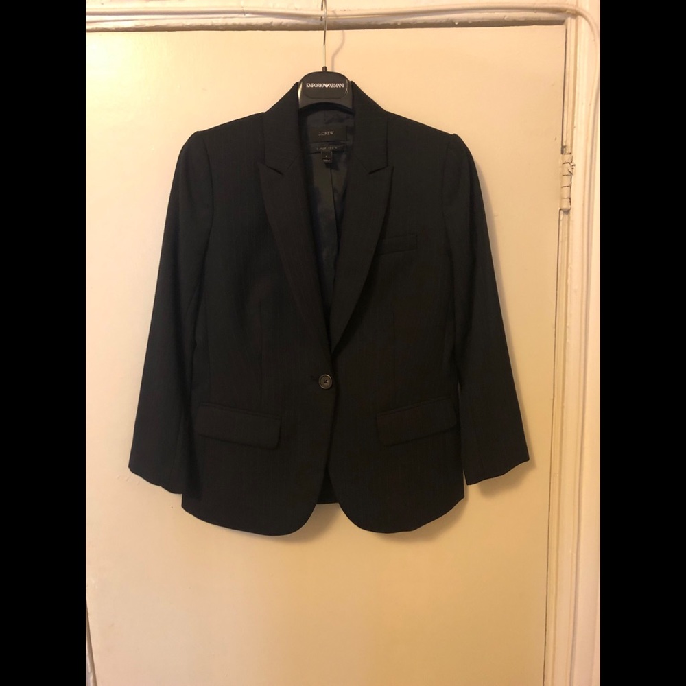 J Crew Super 120’s Navy Pinstriped Suit Jacket